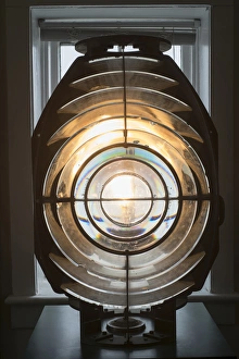 Glass Prints: Fire Island, New York. Antique Fresnel lighthouse beacon