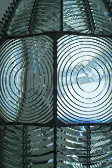 Fire Island, New York. Close up of the Antique Fresnel lighthouse beacon
