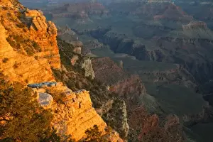 Images Dated 21st April 2009: First light of the day hits walls at Mather Point along the South Rim of Grand Canyon