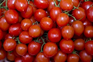 Carnival Prints: Fish Market red tomatoes goods on display for sale, Venice Italy