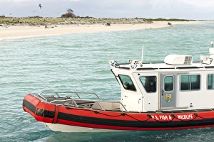 Midway Prints: Fish and Wildlife boat at Eastern Island