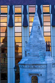 Budapest Prints: Fishermans Bastion next to Matyas Church, Castle Hill, Buda side of Central Budapest
