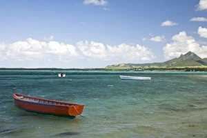 Water Craft Prints: Fishing Boat anchored near Trou D Eau Douce, Southeast Mauritius, Africa