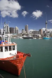 Sky Tower Prints: Fishing Boat, Skytower, Central Business District and Viaduct Basin