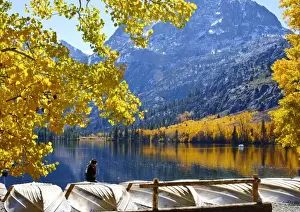 Sierras Prints: Fishing boats and bright aspens at Silver Lake on Californias June Lake Loop