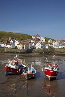 Images Dated 13th May 2010: Fishing boats at low tide, Staithes, North Yorkshire, England