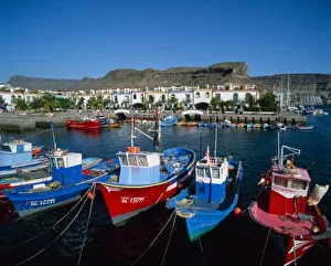 Quay Prints: Fishing Harbor, Puerto de Mogan, Gran Canaria, Spain