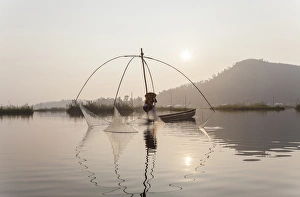 Simplicity Prints: Fishing, Loktak Lake, nr Imphal, Manipur, India