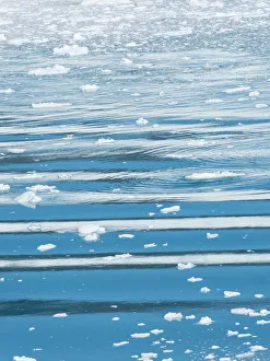 Greenland Prints: Fjord with icebergs and waves with reflection of Eqip Sermia glacier in Denmark s