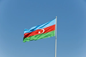Images Dated 27th May 2010: Flag blowing in wind, Baku, Azerbaijan