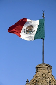 Language Prints: The Flag of Mexico atop the National Palace in Mexico City, Mexico