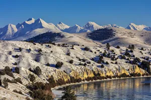 Mission Valley Prints: The Flathead River after a fresh snowfall in the Mission Valley, Montana, USA