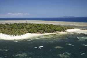 Float Plane and Green Island, Great Barrier Reef Marine Park, North Queensland, Australia