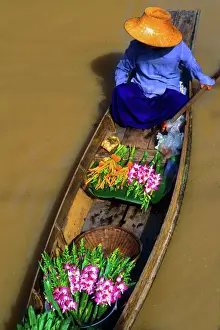 Buddhism Prints: Floating Market at Damnernsaduak near Bangkok Thailand (MR)