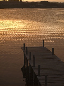Images Dated 12th January 2007: Flores, Guatemala: Pier on the lake at the heart of Flores