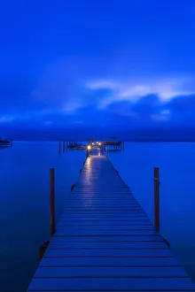 Blue Hour Prints: Florida, Sanibel, Private Dock at Dawn