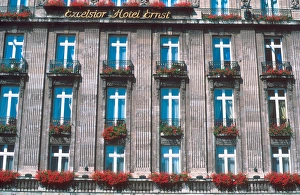 Cologne Prints: Flower window boxes on hotel at Cologne, Germany. flower, windowbox, planter