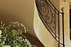 Images Dated 19th April 2012: Flowers and sprial stairway, Provence region of Southern France