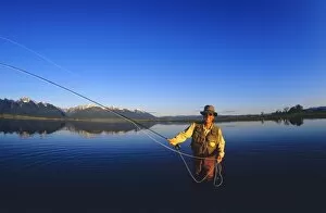 Images Dated 27th August 2008: Fly fishing at Ninepipes NWR in the Mission Valley of Montana. (MR)