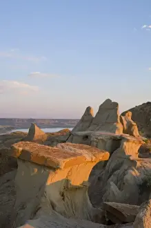 Images Dated 10th June 2008: Fog from the Little Missouri River hangs in the badlands of Theodore Roosevelt National