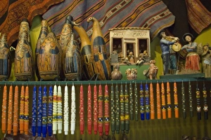 Images Dated 23rd May 2005: Folk art on display in shop. Peru, Lima