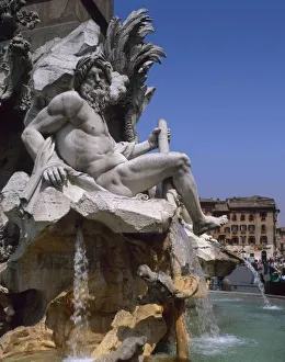 Piazza Navona Prints: Fontana dei Quattro Fiumi, Piazza Navona, Rome, Lazio, Italy