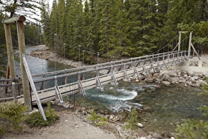 Jasper Prints: Footbridge across Maligne River, Jasper National Park, Alberta, Canada