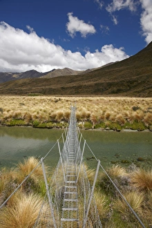 Southland Prints: Footbridge over Mararoa River, Mavora Walkway, near Mavora Lakes, Southland, South Island