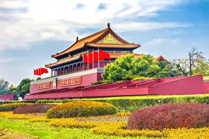 Chinese Prints: Forbidden City palace wall, Beijing, China
