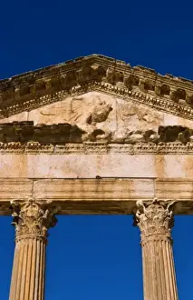Images Dated 11th January 2021: Forum and Capitol Temple in historical 2nd Century Roman ruins in Dougga in Tunisia