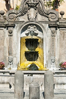 Latium Prints: Fountain (18th sec. ) in San Marco square, Tuscania, Latium, Viterbo province, Italy