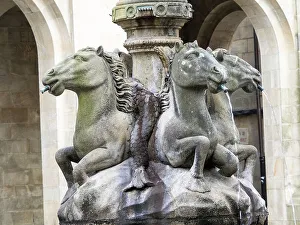 Town Square Prints: Fountain of the Horses (Fuente de los Caballos) on Plaza de las Platerias Square