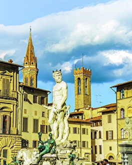 Florence Prints: Fountain of Neptune, Florence, Italy