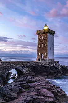 Lookout Prints: France, Brittany. Sunrise at the Kermorvan Lighthouse