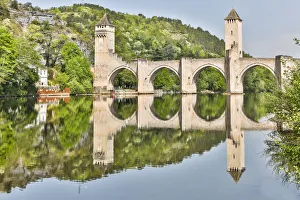 Cahors Prints: France, Cahors. Pont Valentre over the Lot river