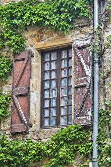 Disrepair Prints: France, Cordes-sur-Ciel. Weathered shutters and window