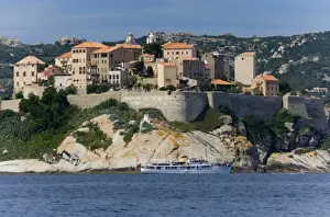 Look Out Prints: France, Corsica. Buildings of the old city at Calvi within the walls of the historic