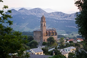Corsica Prints: France, Corsica. Church in village of Patrimonio