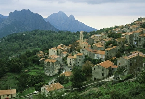 Corsica Prints: France, Corsica, Evisa Mountain village, west coast