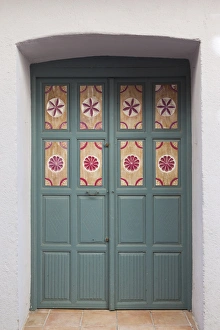 France, Corsica, Haute-Corse Department, La Balagne Region, Ile Rousse, door detail