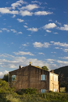 France, Corsica, Haute-Corse Department, Fiumorbo Region, Abazia, farmhouse, sunset