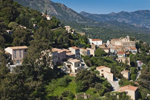 Images Dated 5th May 2012: France, Corsica, Haute-Corse Department, La Balagne Region, Belgodere, elevated town view