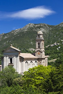 Images Dated 5th May 2012: France, Corsica, Haute-Corse Department, La Balagne Region, Feliceto, town baroque church
