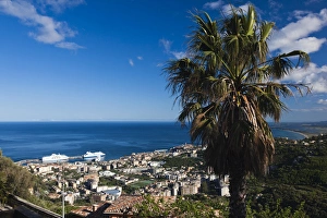 France, Corsica, Haute-Corse Department, Le Cap Corse, Bastia, elevated city view