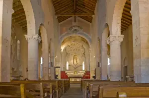 Corsica Prints: France, Corsica. Interior of Cathedral of Nebbio (church of Santa Maria Assunta) near St