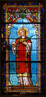 Form Prints: France, Corsica. Stained glass in church in Sartene