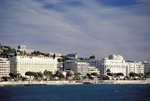 Cannes Prints: France, Cote D Azur, Cannes, Croisette. View of waterfront