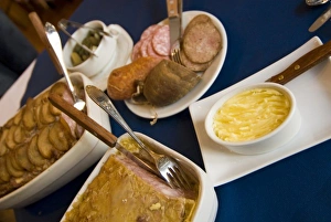 Delicatessen Prints: France, Ferto-Maco, Maison Chatel, La tripperie shop and restaurant, Delicatessen