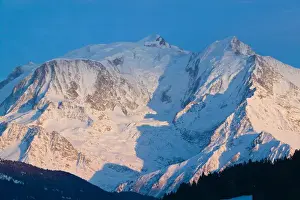FRANCE-French Alps (Haute-Savoie)-COMBLOUX: Sunset Light on Mont-Blanc (elev. 4810 meters)