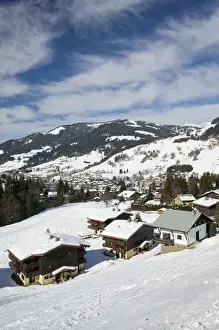 Haute Savoie Prints: FRANCE-French Alps (Haute-Savoie)-MEGEVE: Ski Resort View from Calvaire Hill / Winter